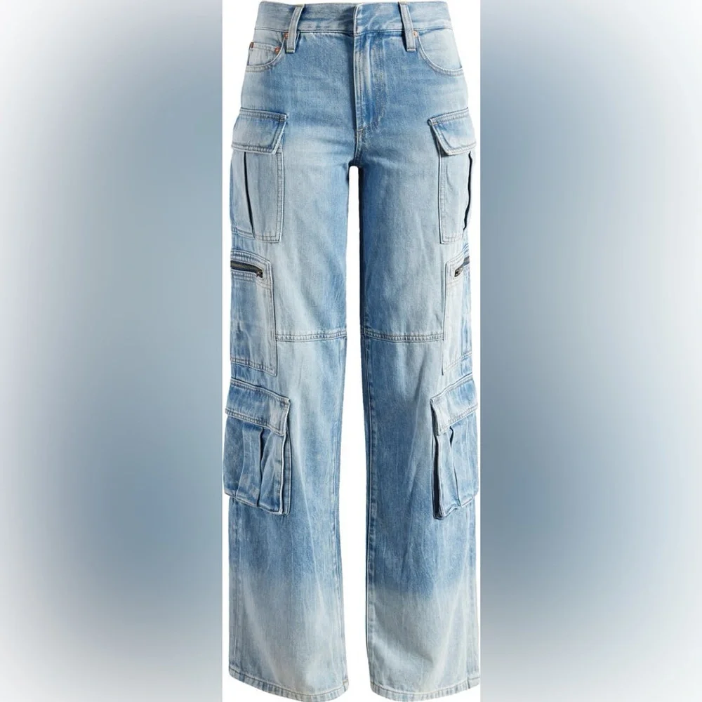 Alice + Olivia baggy denim cargo pants size 32 $395 retail - Picture 10 of 16